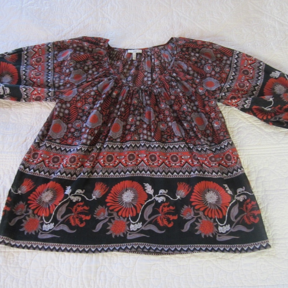 Joie Top XS Nancy Printed Semi Sheer